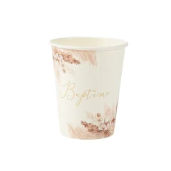8 GOBELETS CARTON PAMPA FLEUR DE COTON 255ML BLANC