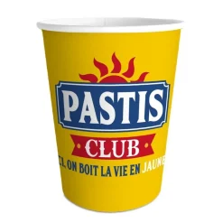 6 GOBELETS CARTON PASTIS CLUB 25CL JAUNE