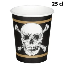 10 GOBELETS CARTON PIRATE CHIC 21CL NOIR