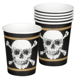10 GOBELETS CARTON PIRATE CHIC 21CL NOIR