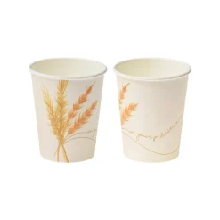8 GOBELETS CARTON ÉPIS DE BLÉ 25CL BLANC