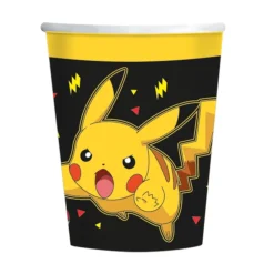 8 GOBELETS CARTON POKÉMON PIKACHU 237ML NOIR