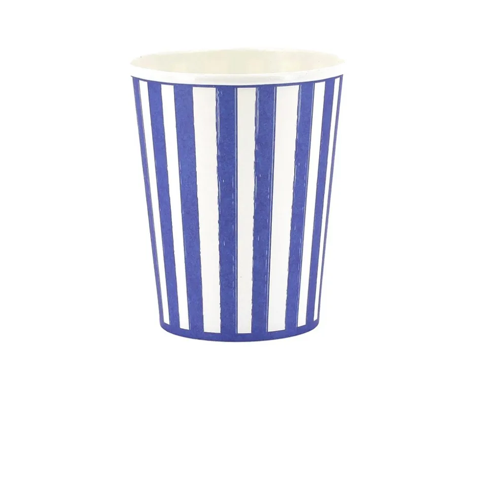 6 GOBELETS CARTON RAYÉ DOLCE VITA 25CL BLEU BLANC