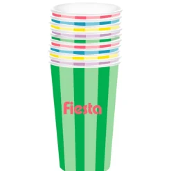 10 GOBELETS CARTON RAYÉS FIESTA 47CL COLORÉ