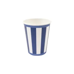 6 GOBELETS CARTON RAYURES MARITIME 25CL BLEU