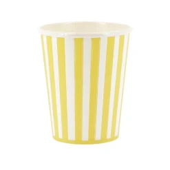 6 GOBELETS CARTON RAYÉ VERTICAL 25CL JAUNE BLANC