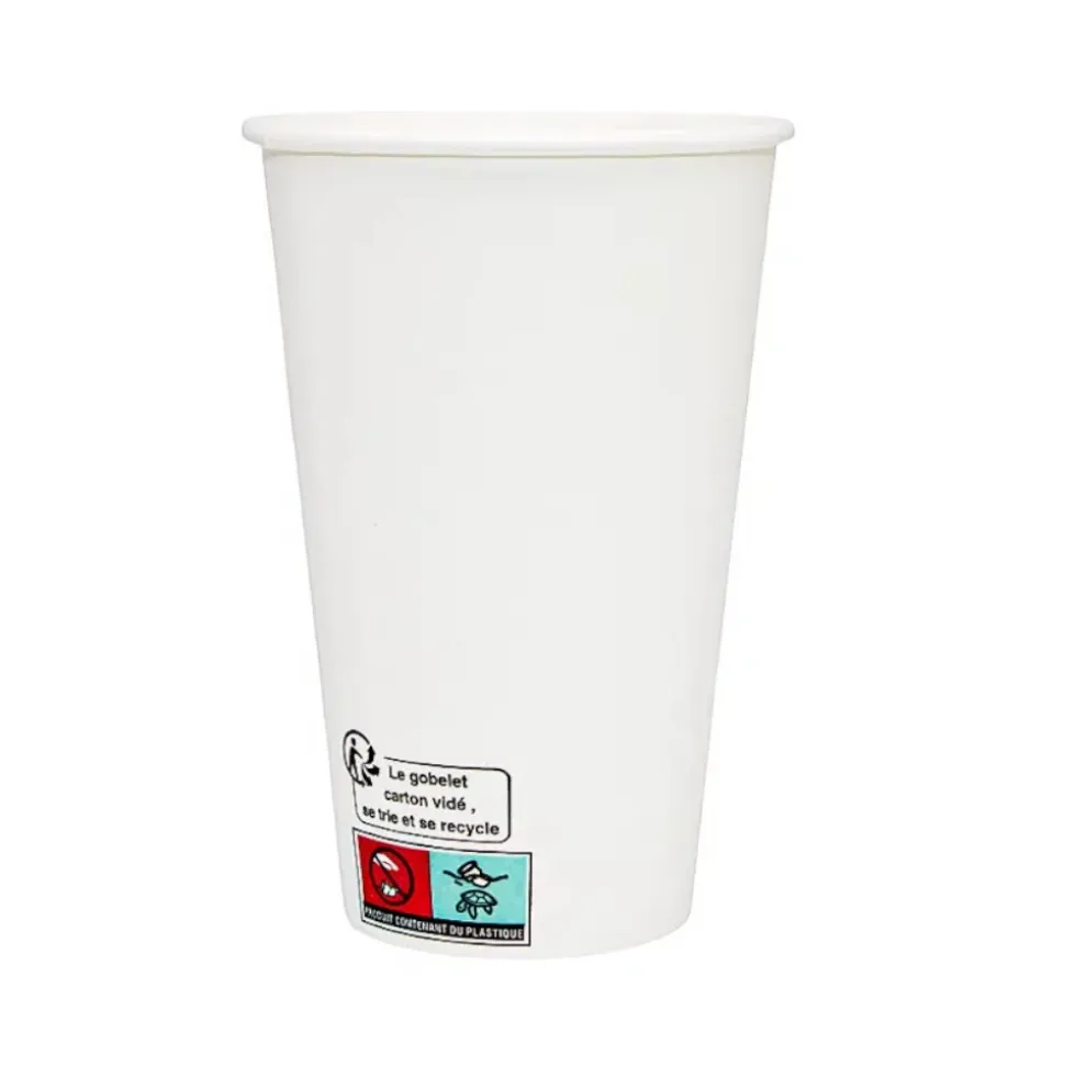 50 GOBELETS CARTON RECYCLABLE 35CL BLANC