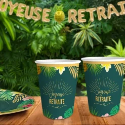 6 GOBELETS CARTON RETRAITE TROPICAL 25CL VERT