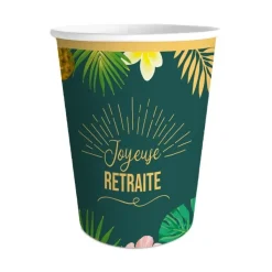 6 GOBELETS CARTON RETRAITE TROPICAL 25CL VERT