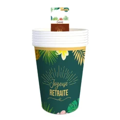 6 GOBELETS CARTON RETRAITE TROPICAL 25CL VERT