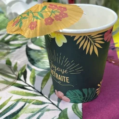6 GOBELETS CARTON RETRAITE TROPICAL 25CL VERT