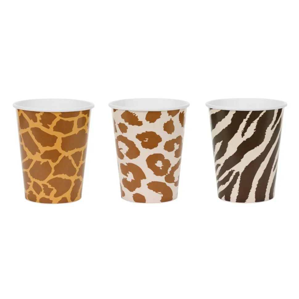 6 GOBELETS CARTON SAFARI ANIMAL PEAU 22CL
