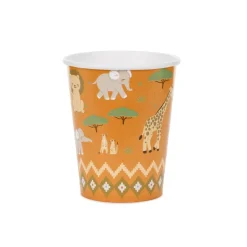 6 GOBELETS CARTON SAFARI NATURE 22CL ORANGE