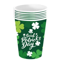 6 GOBELETS CARTON SHAMROCK ST PATRICK 24CL VERT