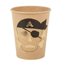 8 GOBELETS CARTON SIGLE PIRATE 255ML KRAFT