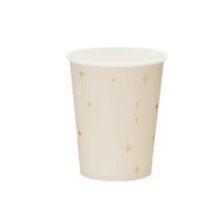 6 GOBELETS CARTON ÉTOILES OR 22CL BEIGE