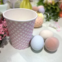 8 GOBELETS CARTON VICHY 25.5CL PASTEL