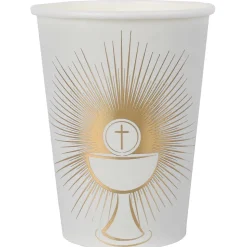 10 GOBELETS COMMUNION CARTON 7.8X9.7CM BLANC OR