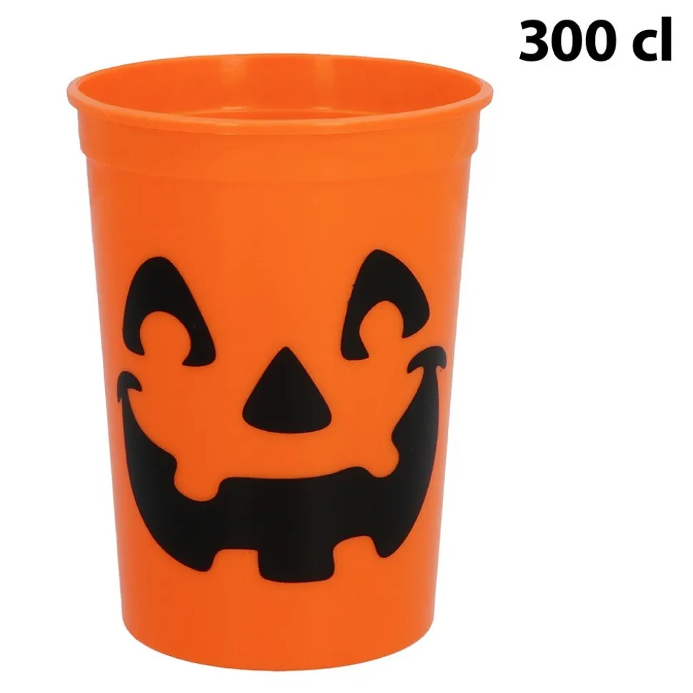 4 GOBELETS PP RÉUTILISABLE CITROUILLE 30CL ORANGE