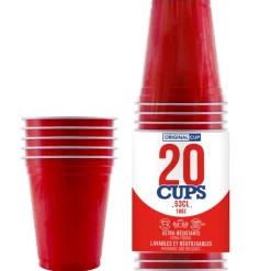 20 GOBELETS USA RÉUTILISABLE 53CL ROUGE
