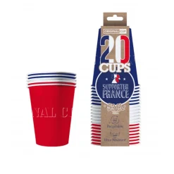 20 GOBELETS XL CARTON 53CL BLEU BLANC ROUGE