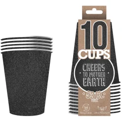 10 GOBELETS XL EN CARTON 53CL - GLITTER NOIR