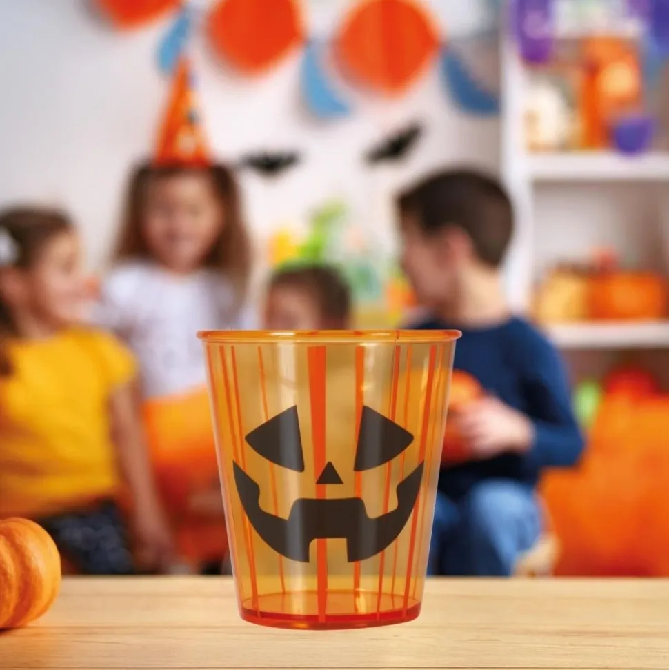 GOBELET VERRE RÉUTILISABLE CITROUILLE 10CM ORANGE