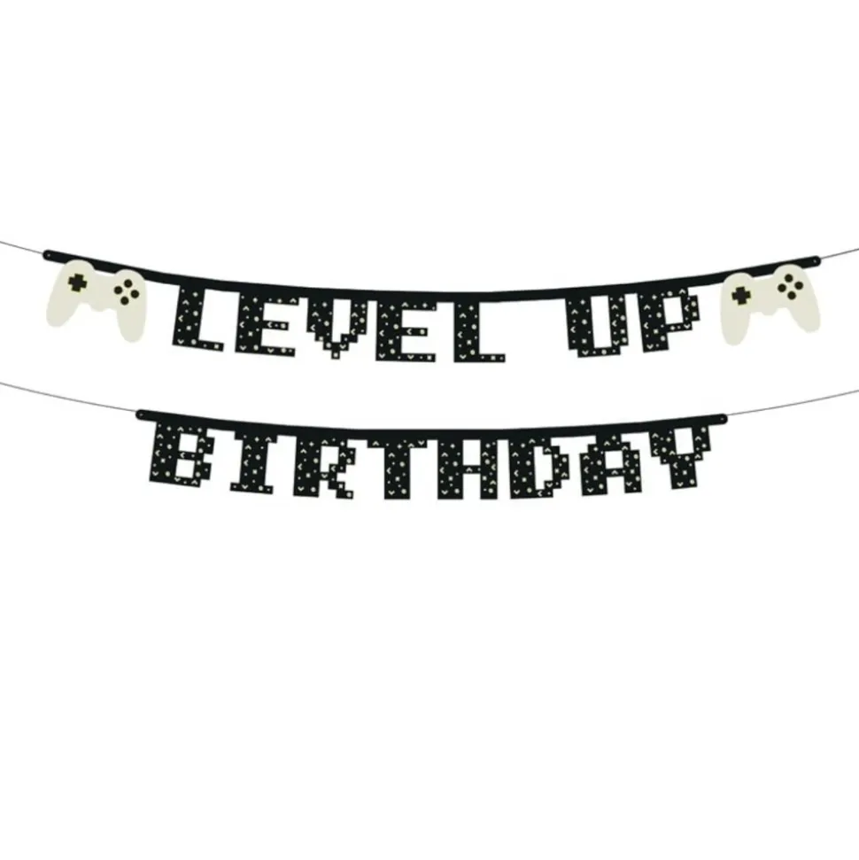 GUIRLANDE ANNIVERSAIRE GAMER JEUX VIDÉO 2.5M NOIR