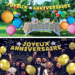 GUIRLANDE BALLONS LETTRES ANNIVERSAIRE 6M OR