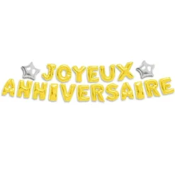 GUIRLANDE BALLONS LETTRES ANNIVERSAIRE 6M OR