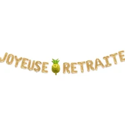 GUIRLANDE BALLONS LETTRES RETRAITE TROPICAL 3M OR