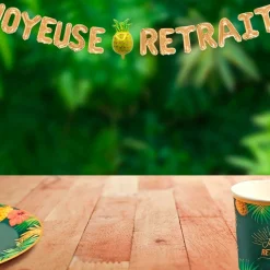 GUIRLANDE BALLONS LETTRES RETRAITE TROPICAL 3M OR