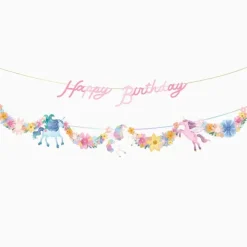 GUIRLANDE CARTON ANNIVERSAIRE LICORNE 3.1M ROSE