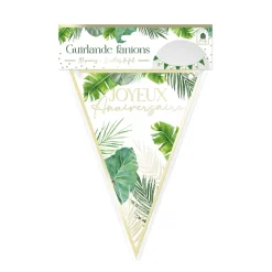 GUIRLANDE FANION ANNIVERSAIRE TROPICAL PARTY 3M VERT