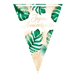 GUIRLANDE FANION ANNIVERSAIRE TROPICAL PARTY 3M VERT