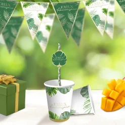 GUIRLANDE FANION ANNIVERSAIRE TROPICAL PARTY 3M VERT