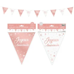GUIRLANDE FANION ANNIVERSAIRE ROSE GOLD