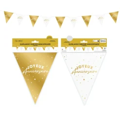 GUIRLANDE FANION ANNIVERSAIRE 6M OR