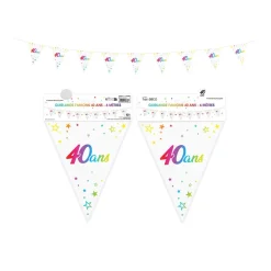 GUIRLANDE FANION 40 ANS MÉTALLIQUE MULTICOLORE