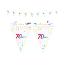 GUIRLANDE FANION 70 ANS MÉTALLIQUE MULTICOLORE