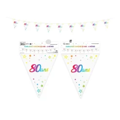 GUIRLANDE FANION 80 ANS MÉTALLIQUE MULTICOLORE