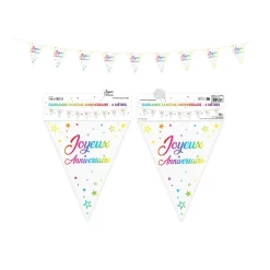 GUIRLANDE FANION JOYEUX ANNIVERSAIRE METALLIQUE MULTICOLORE