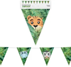 GUIRLANDE À FANIONS ANIMAUX SAFARI 3M VERT