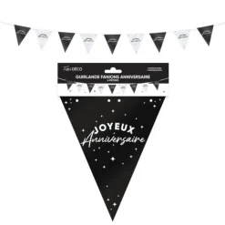 GUIRLANDE À FANIONS ANNIVERSAIRE 6M NOIR