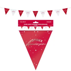 GUIRLANDE À FANIONS ANNIVERSAIRE 6M ROUGE