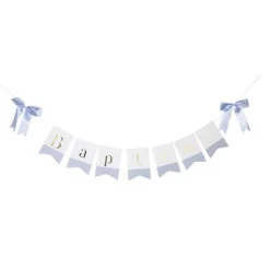 GUIRLANDE 7 FANIONS CARTON BAPTÊME NUDS 2.6M BLEU
