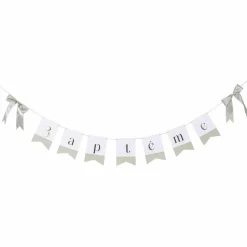 GUIRLANDE 7 FANIONS CARTON BAPTÊME NUDS 2.6M VERT
