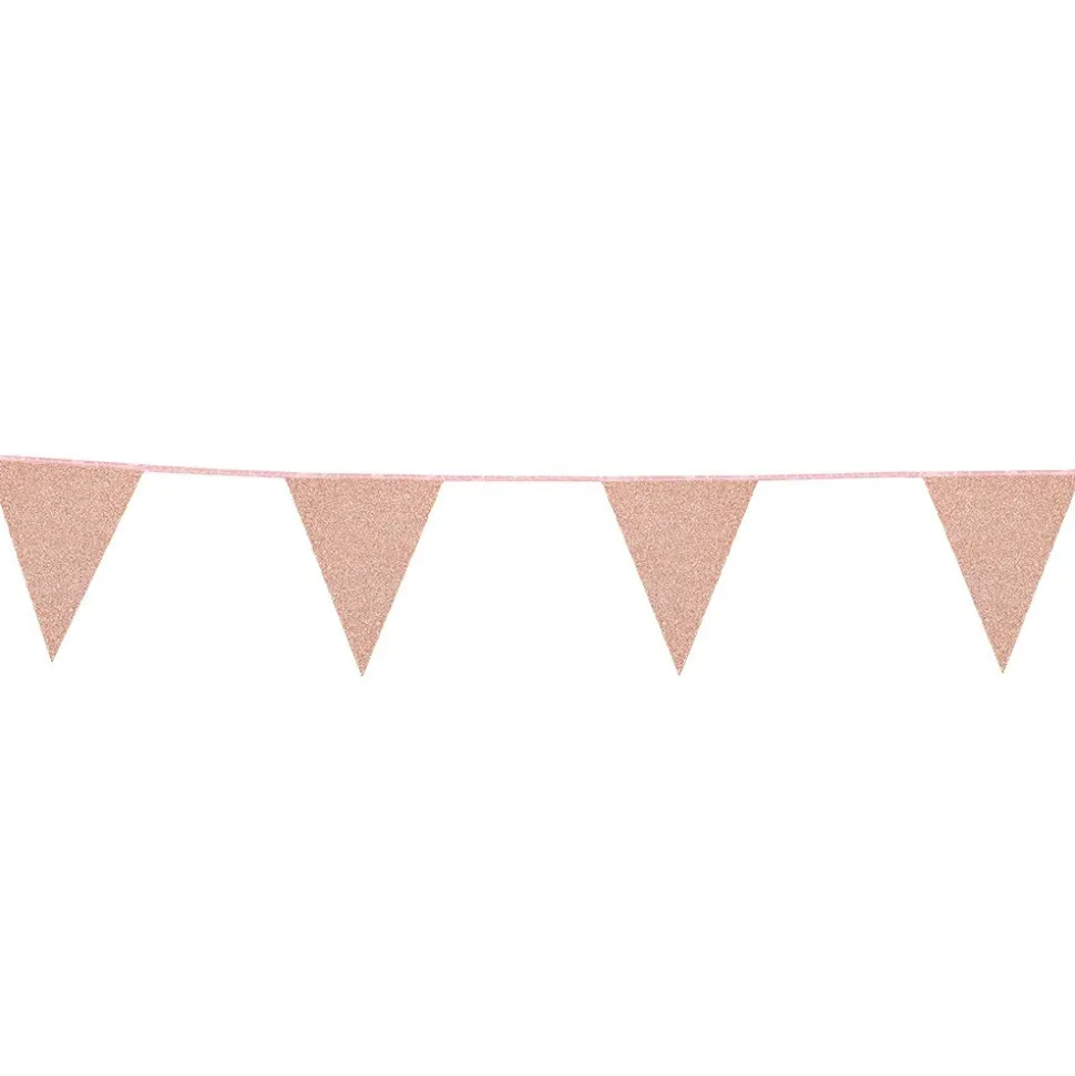 GUIRLANDE FANIONS CARTON 6M OR ROSE PAILLETÉ