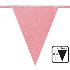 GUIRLANDE FANIONS CARTON 6M OR ROSE PAILLETÉ