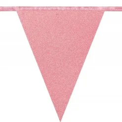 GUIRLANDE FANIONS CARTON 6M OR ROSE PAILLETÉ